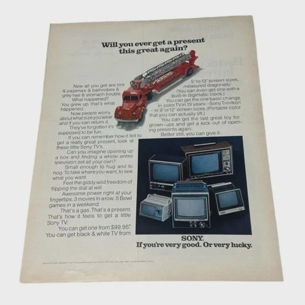 1970 Sony Get a Present This Great Again Original Vintage Print Ad